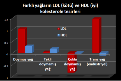 Farklı yağların LDL ve HDL kolesterole tesiri